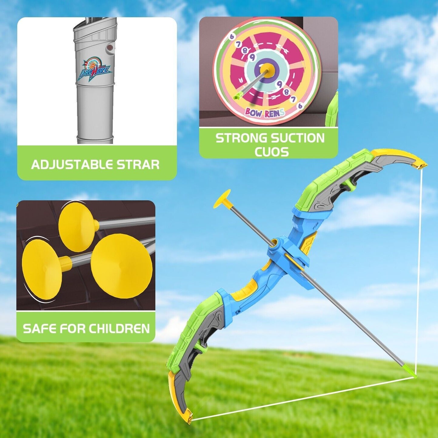 LED-lit Archery Toy,10 Suction Cup Arrows