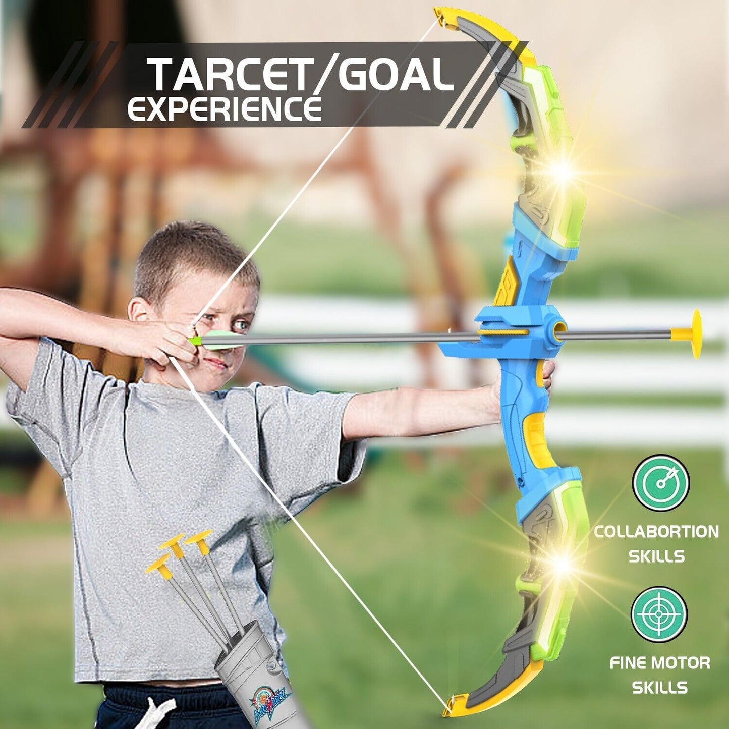 LED-lit Archery Toy,10 Suction Cup Arrows